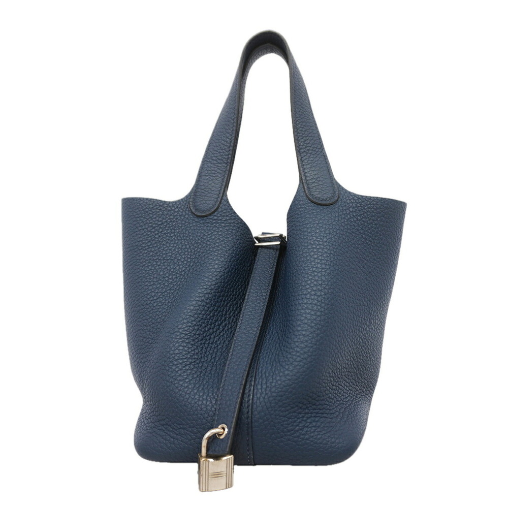 Hermes Picotin Lock PM handbag, Taurillon Clemence leather, Bleu de Plus, U s...